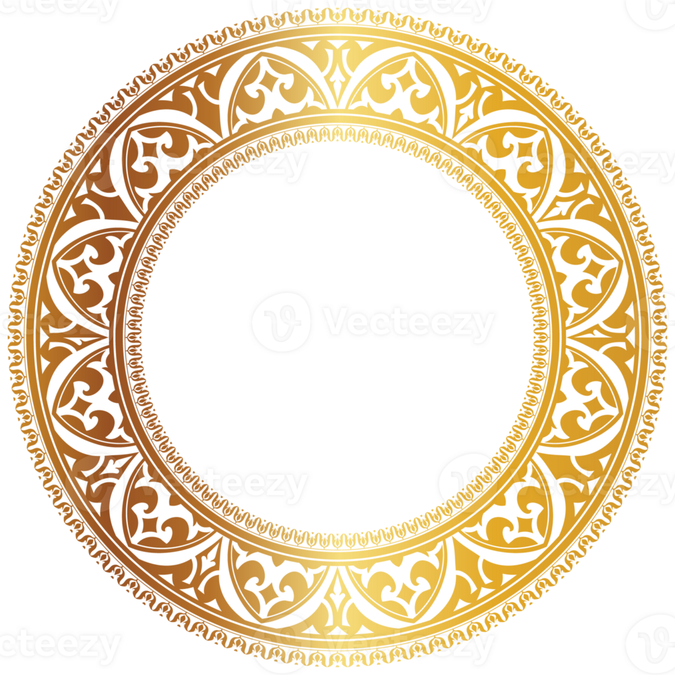 Aztec golden circle frame of crooked leaves. Seamless with hooks or threads. similar to the Greek keyboard Also called stepfred design or Xicalcoliuhqui png