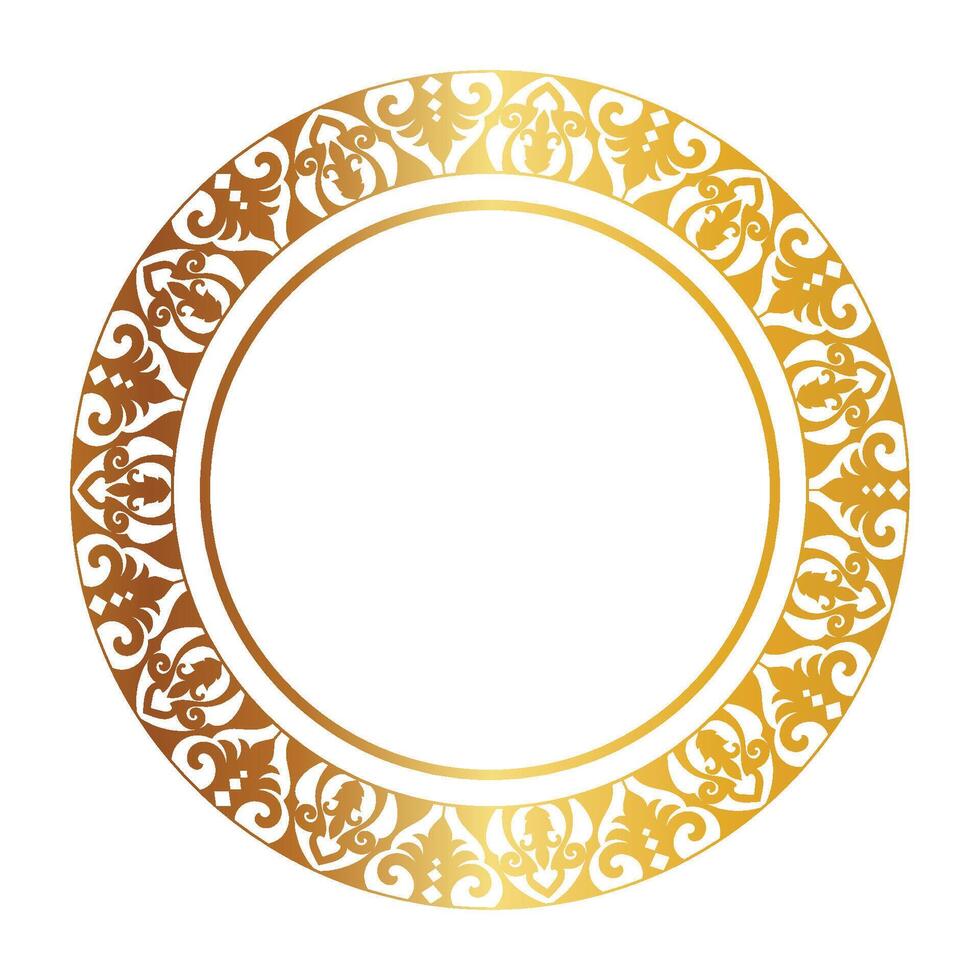 Aztec golden circle frame of crooked leaves. Seamless with hooks or threads. similar to the Greek keyboard Also called stepfred design or Xicalcoliuhqui vector