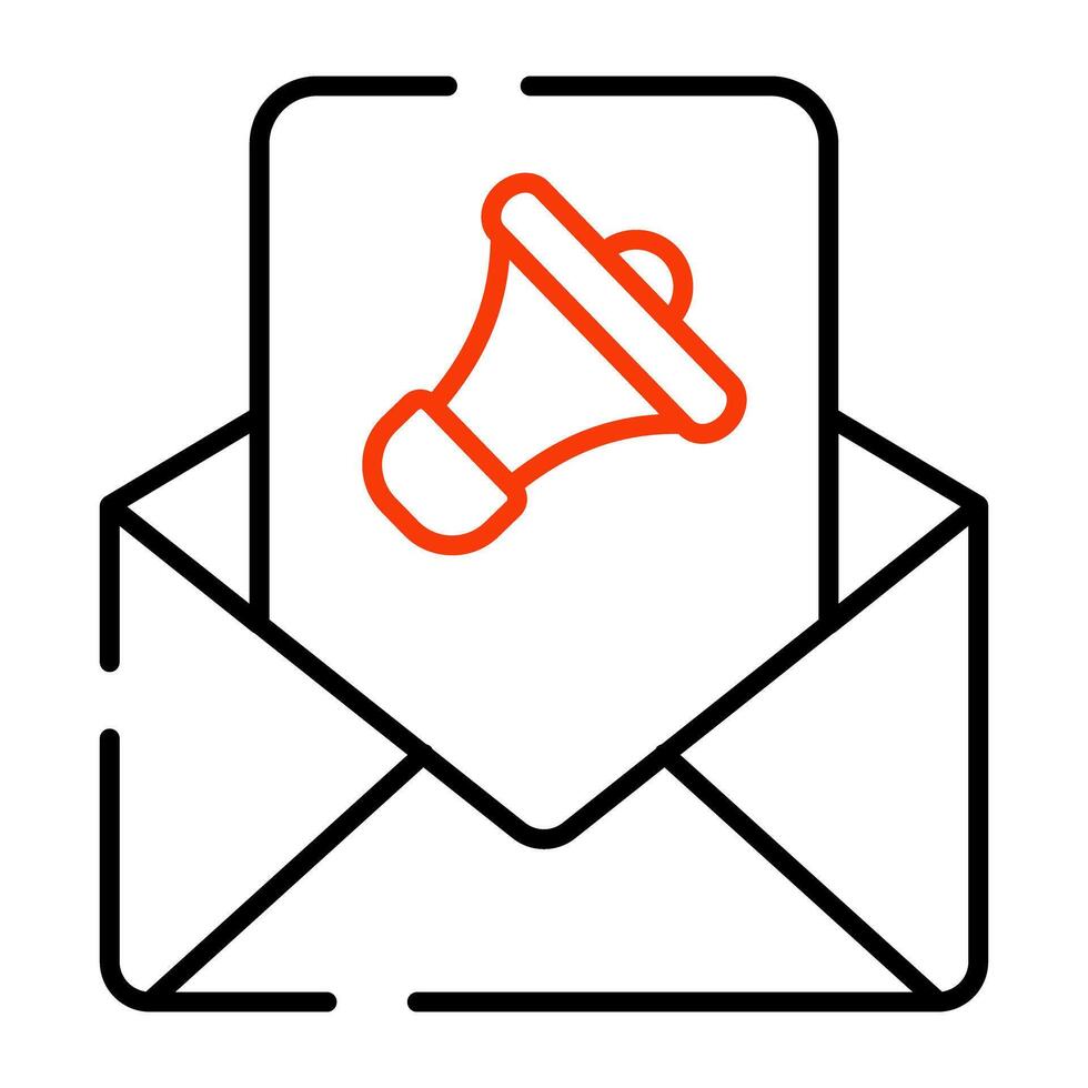 Speaker on letter inside envelope, icon of audiomail vector