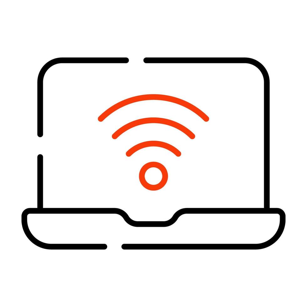 Widu signals inside laptop, concept of connected laptop vector