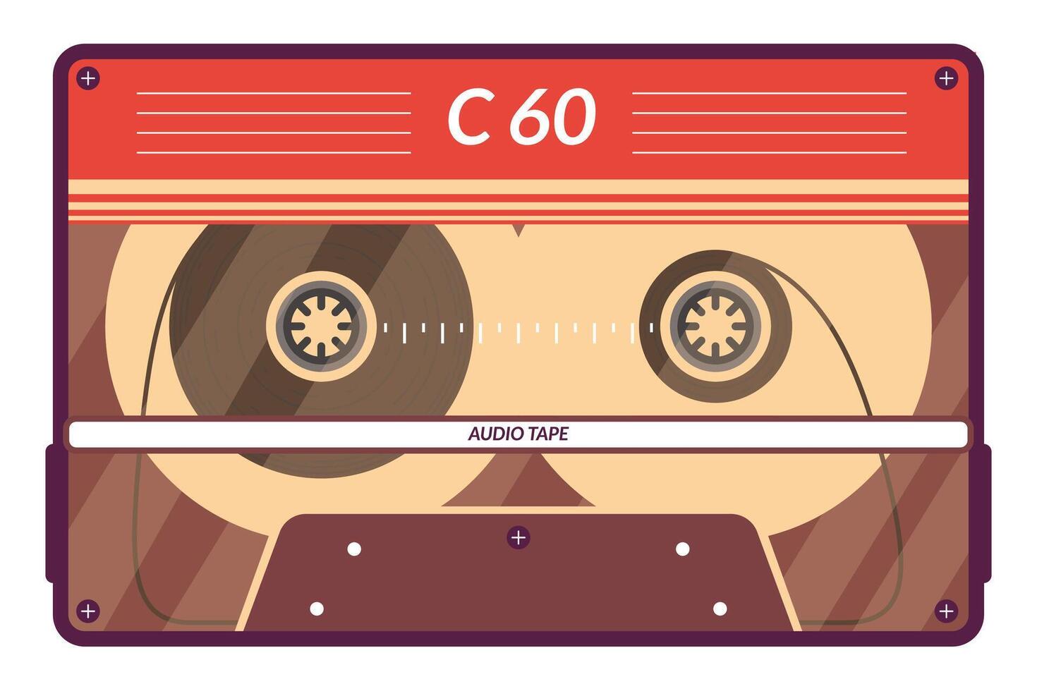Vintage tape cassette. Retro mixtape, 1980s pop songs tapes and stereo music cassettes. 90s hifi disco dance audiocassette, analogue player record cassette. Isolated symbols vector