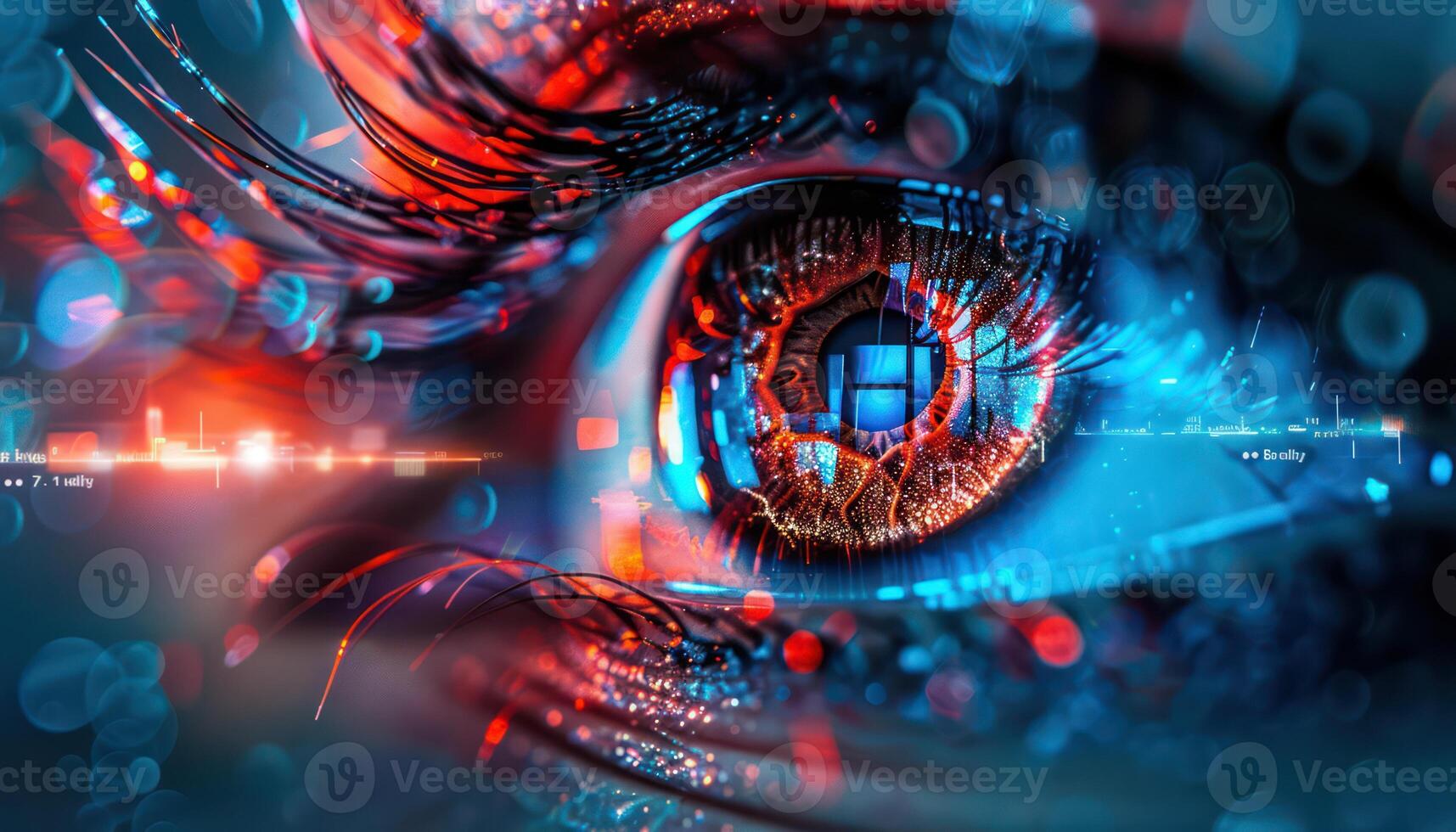 AI generated Digital vision concept with futuristic eye photo
