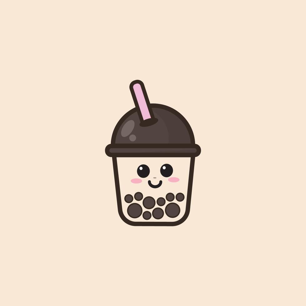 niños burbuja té boba linda diseño vector