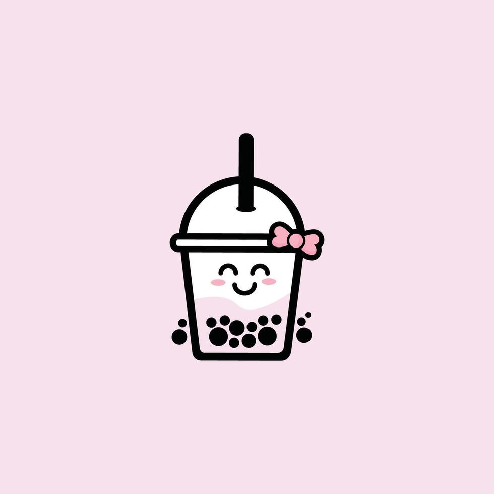 Love Bubble Tea Boba Cute Design vector