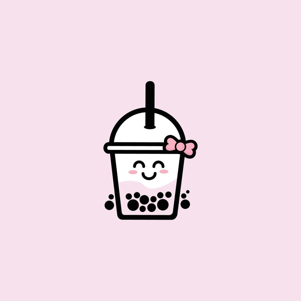 amor burbuja té boba linda diseño vector