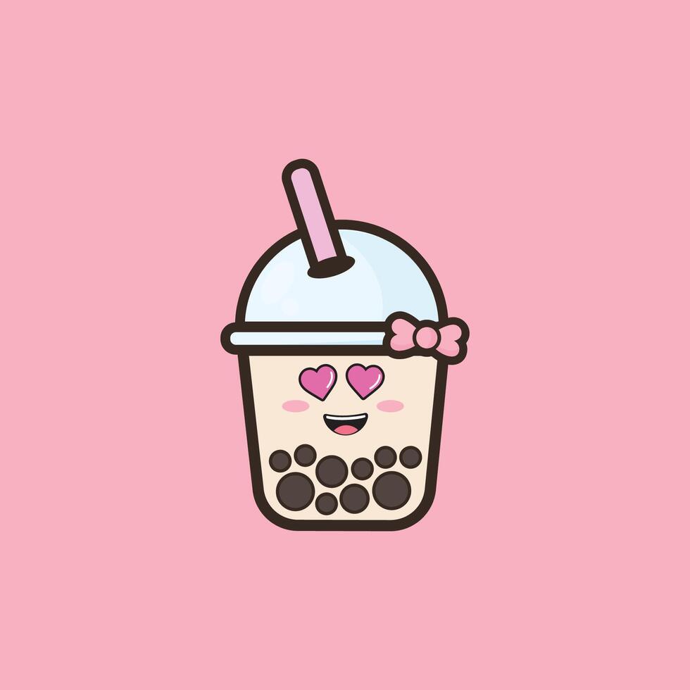 amor burbuja té boba linda diseño vector