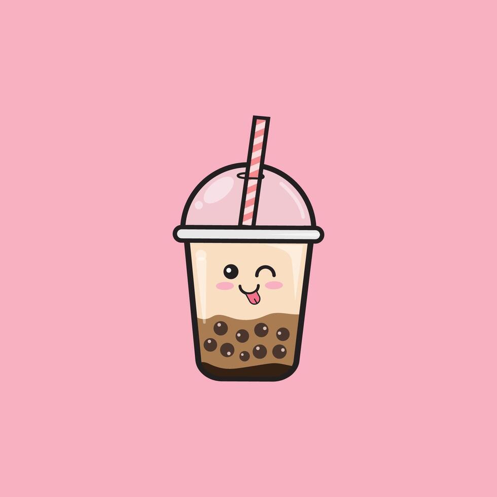 Brown Sugar Bubble Tea Boba Cute Design vector