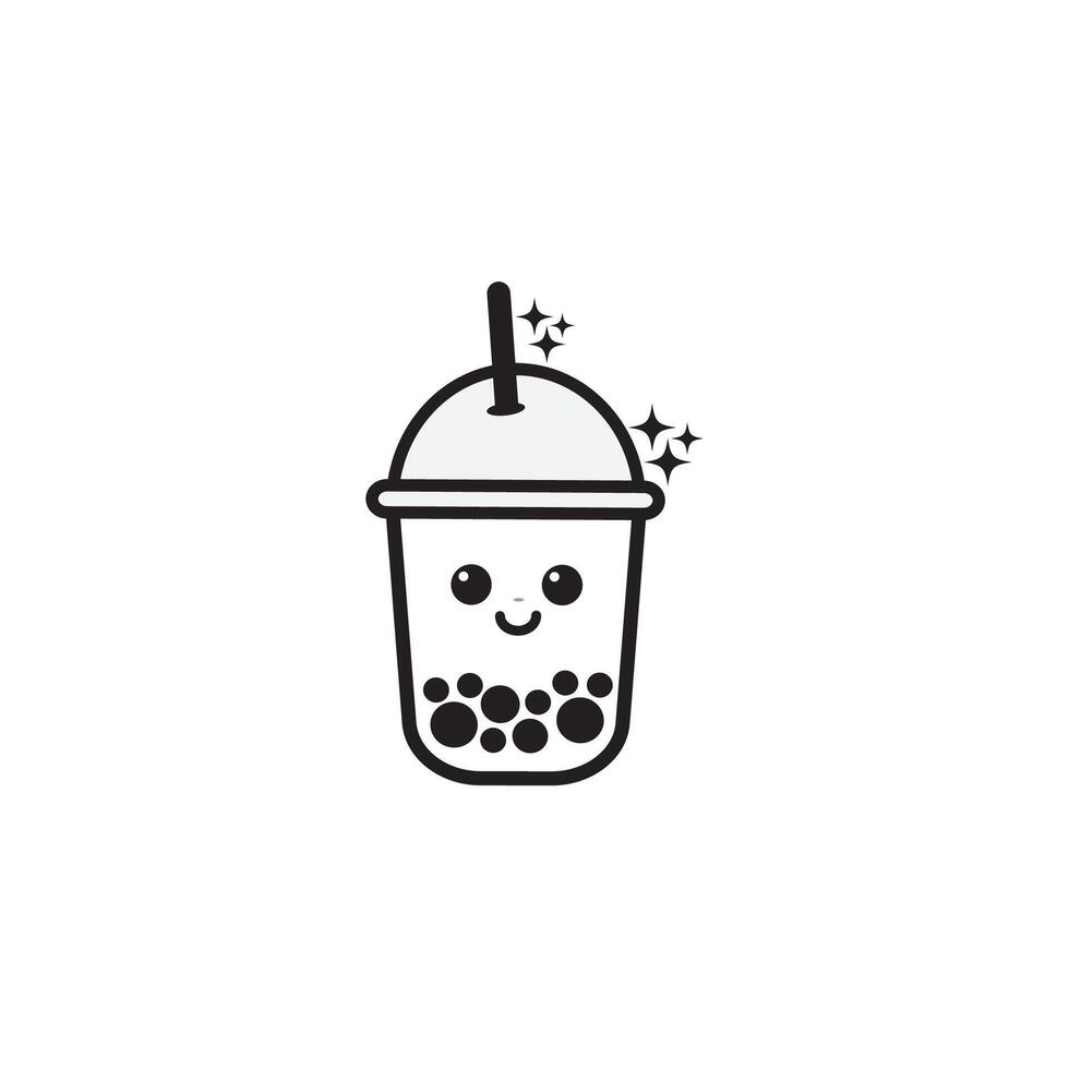 Simple Bubble Tea Boba Cute Design vector