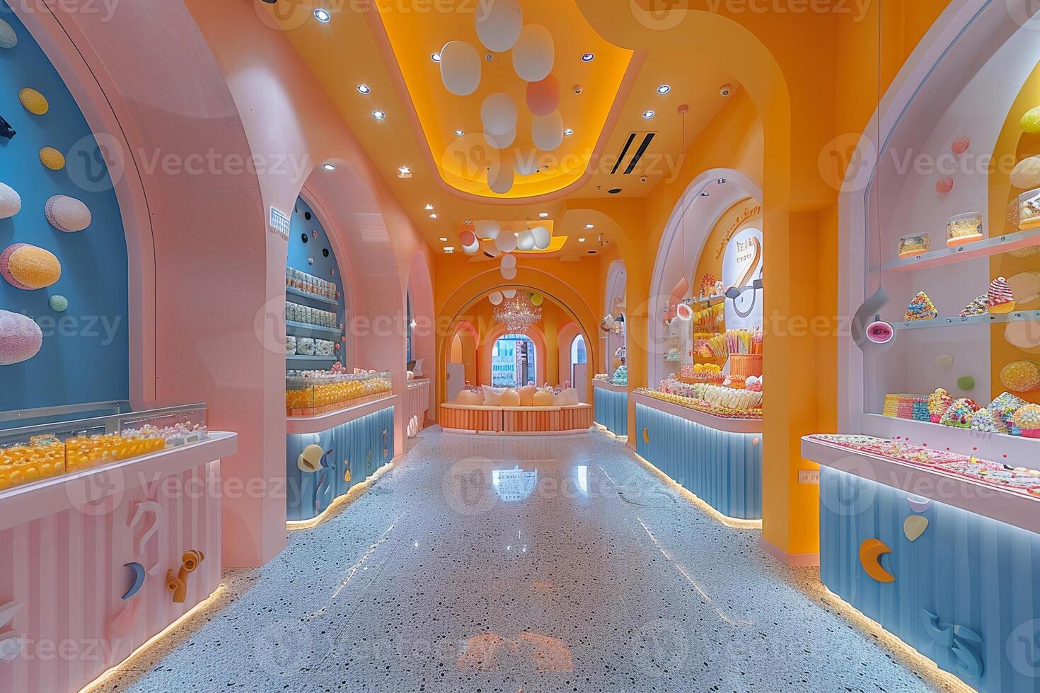 AI Generated Colorful candy store with playful displays and bright photo