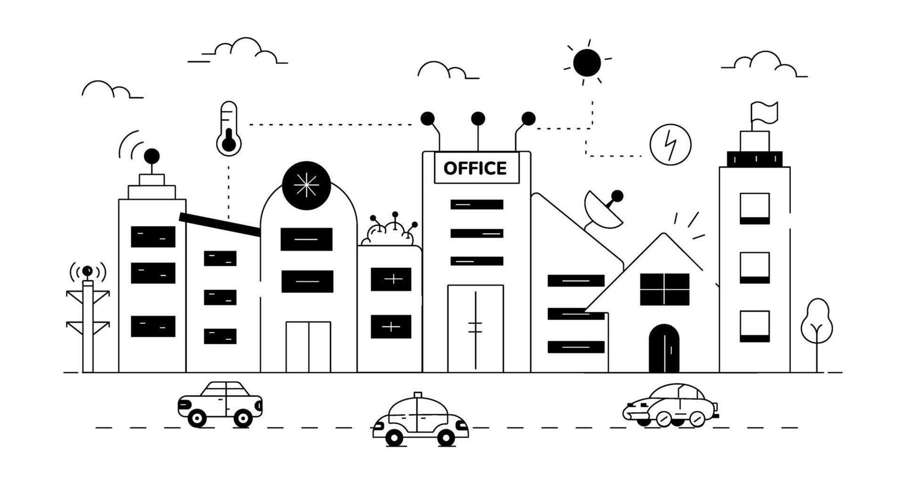 inteligente ciudad lineal icono vector