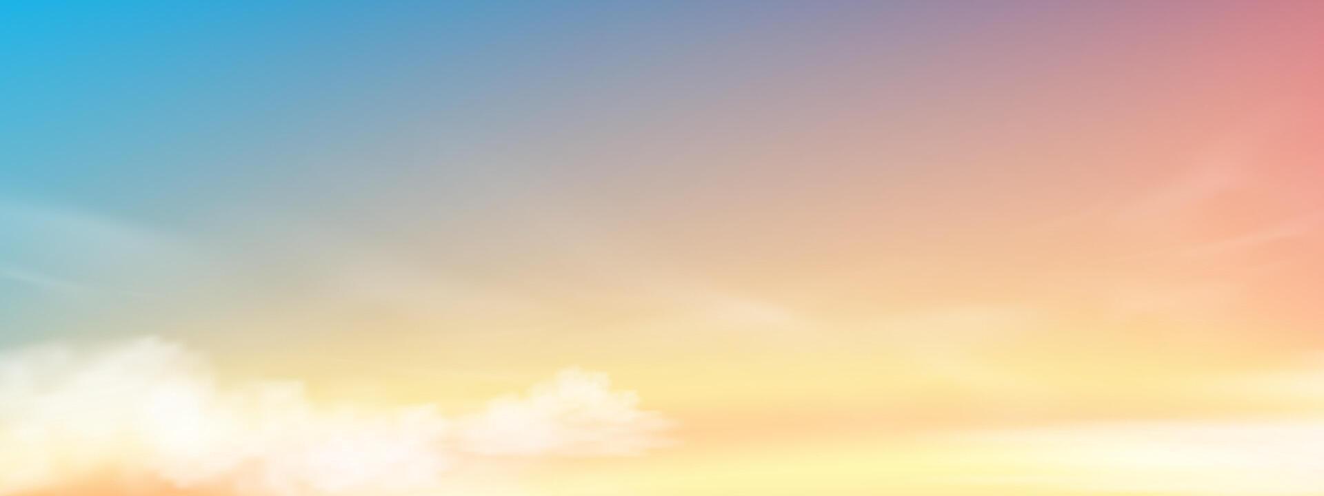 Sunset Sky Background,Sunrise cloud Orange,Yellow,Pink in morning Summer,Vector sunny Autumn,Nature landscape field in evening.Cartoon Pastel Winter sunlight,Horizon Spring sundown by Sea Beach vector