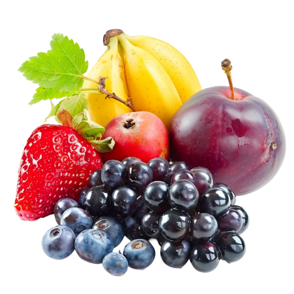 AI generated Juicy and Sweet Ripe Fruits Selection Isolated on Transparent Background for Freshness Generative AI png
