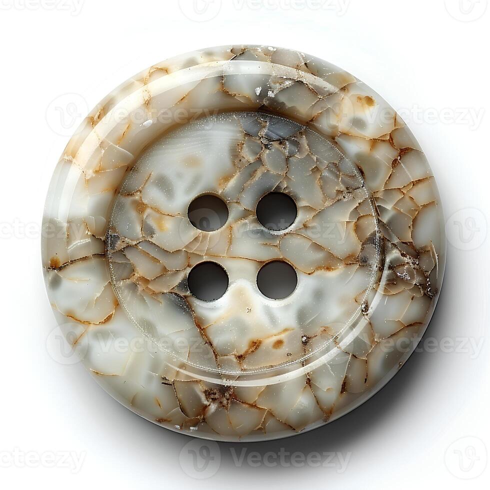 AI generated Bone button isolated on white background with shadow. Bone 4-hole flat button for sewing and crafts photo
