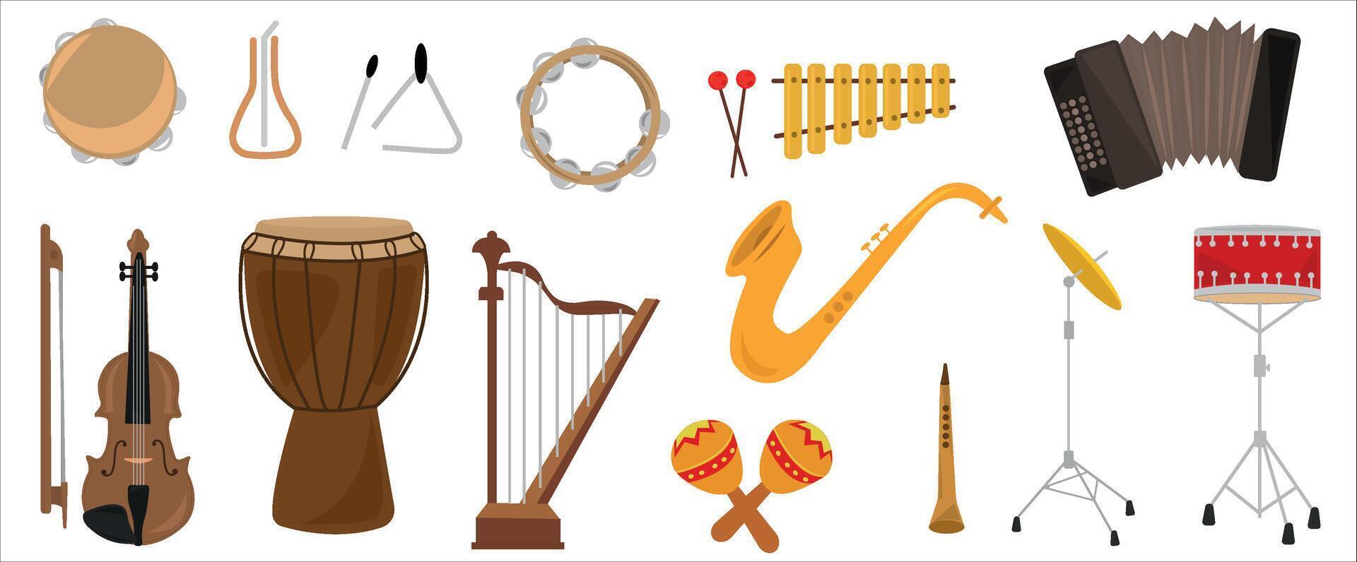 Musical instruments vector. Music instrument hand drawing vector illustration