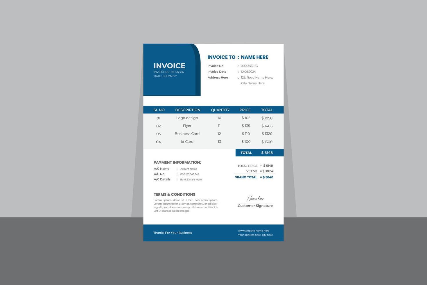 Business invoice design vector