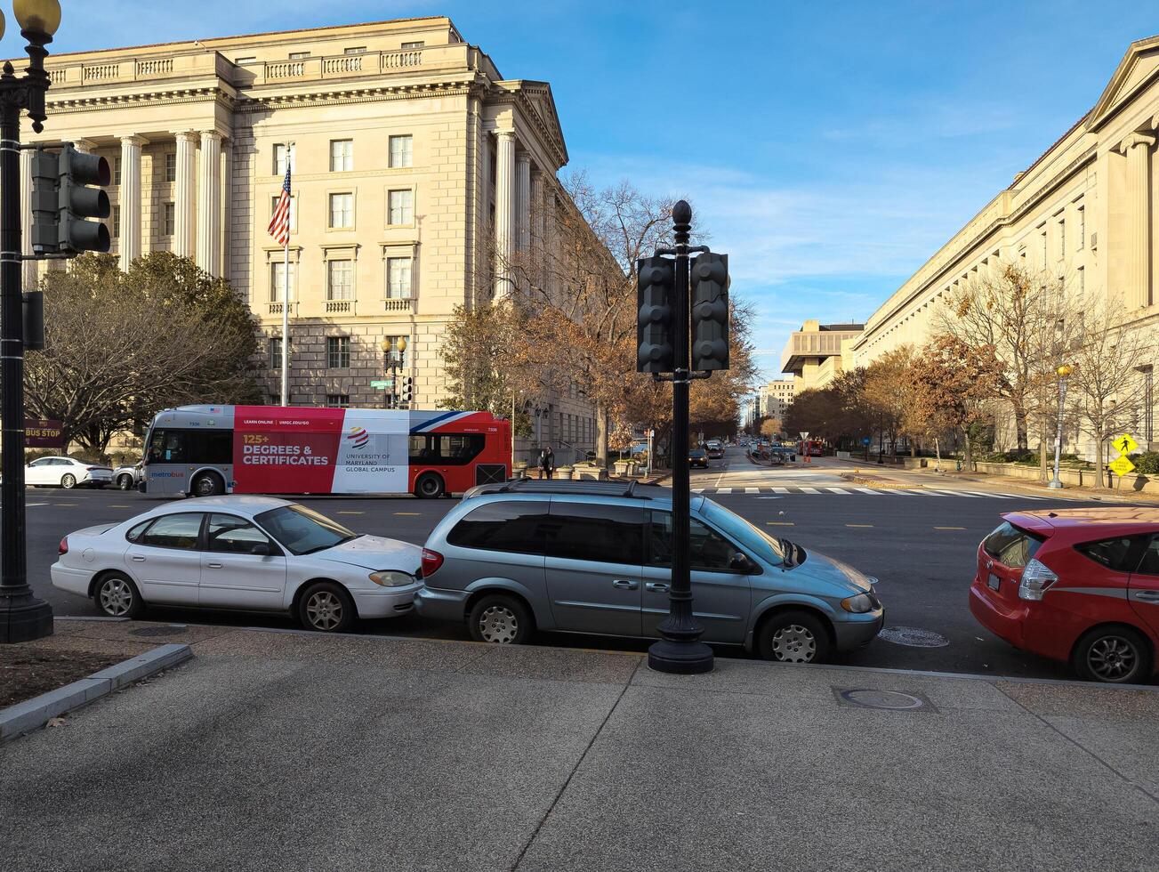 WASHINGTON, DC, USA -12.16.2023 City streets and architecture of Washington in winter in December. photo