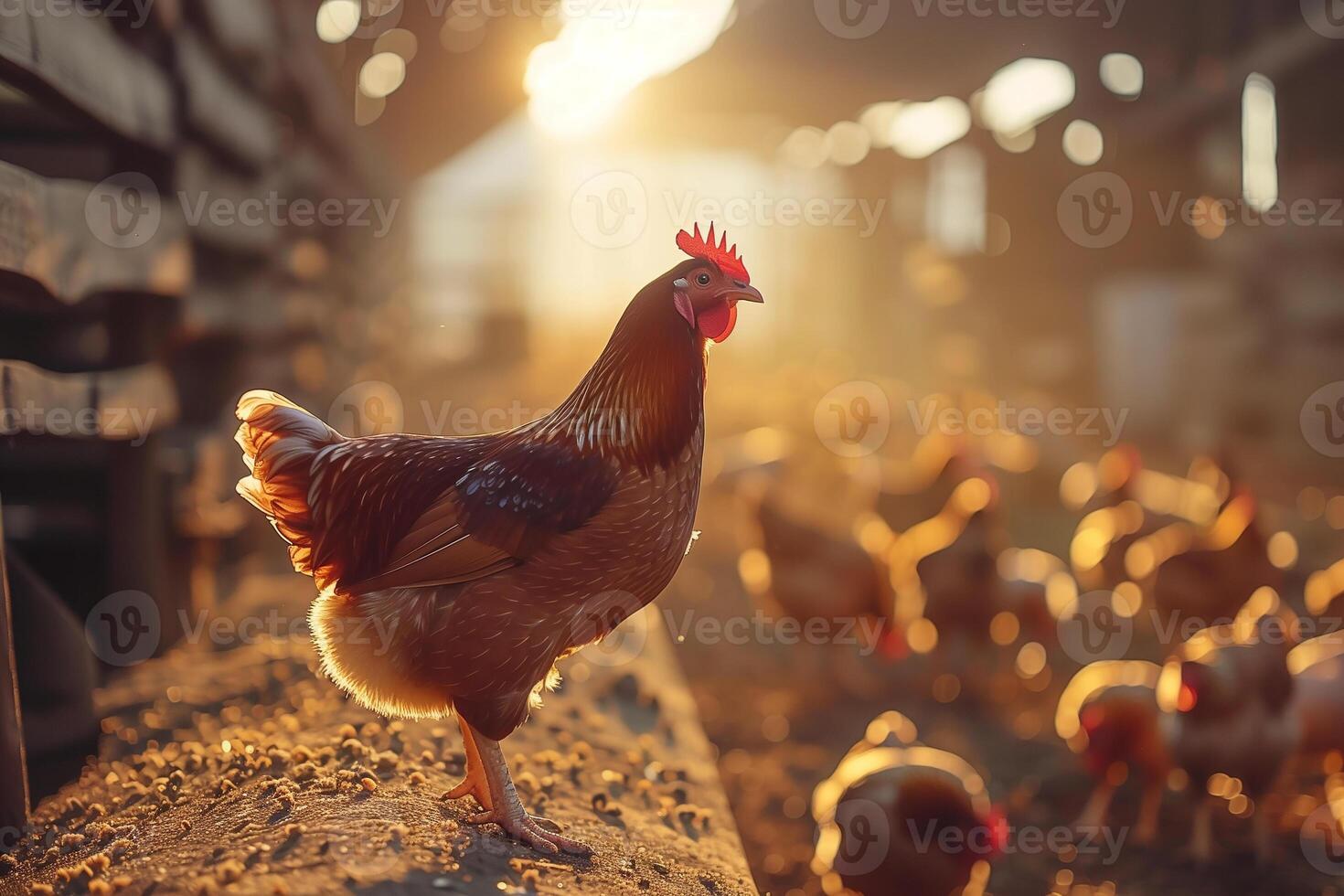 ai generado pastando Rango libre pollos orgánico aves de corral y natural agricultura.generativa ai foto