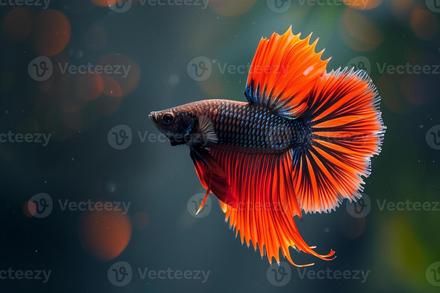 AI generated Colorful Siamese Fighting Fish, Betta Splendens.Generative Ai photo