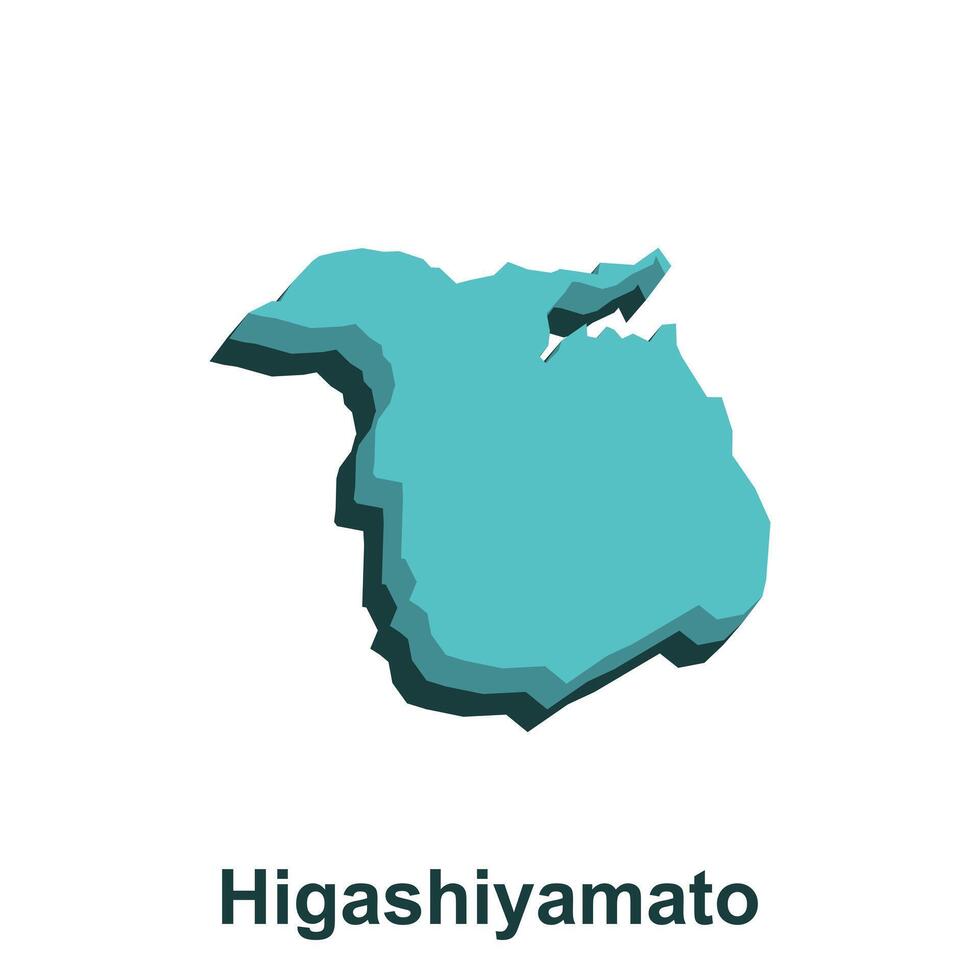 Map City of  Higashiyamato blue silhouette, simplicity map prefecture illustraiton element vector