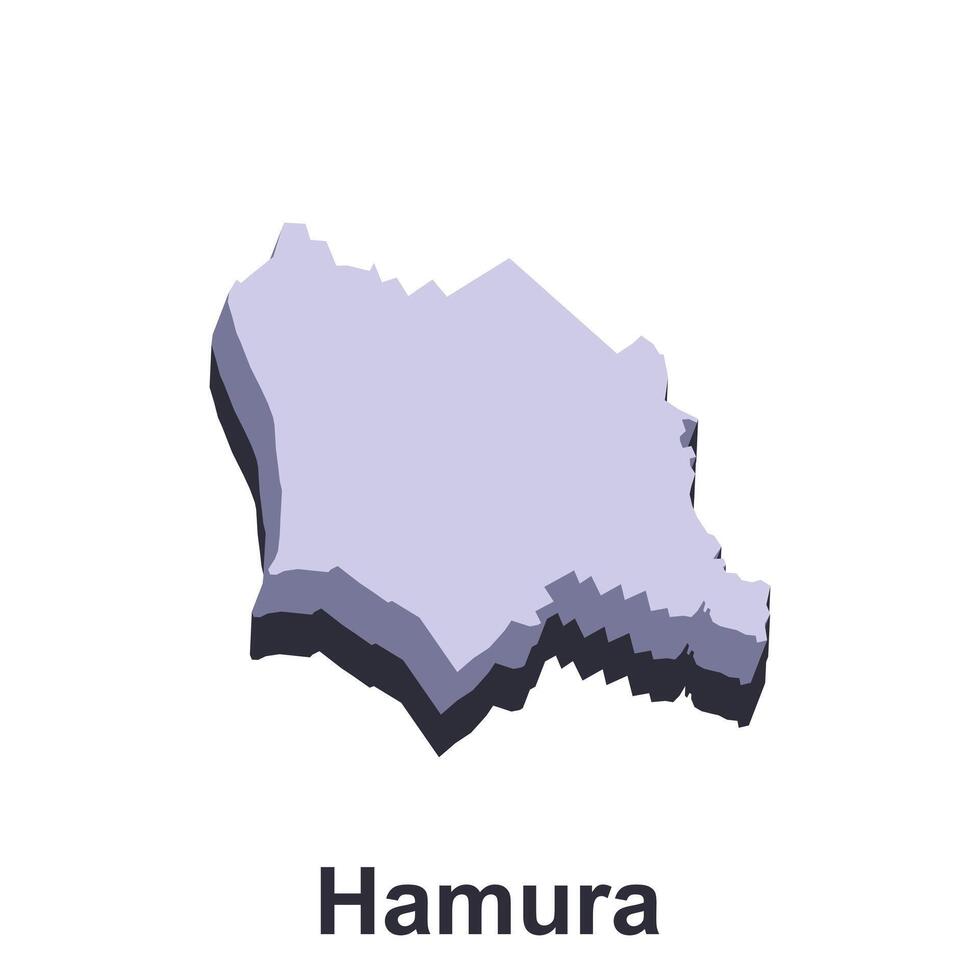 hamur ciudad mapa silueta sencillo diseño, prefectura Japón mapa diseño modelo vector