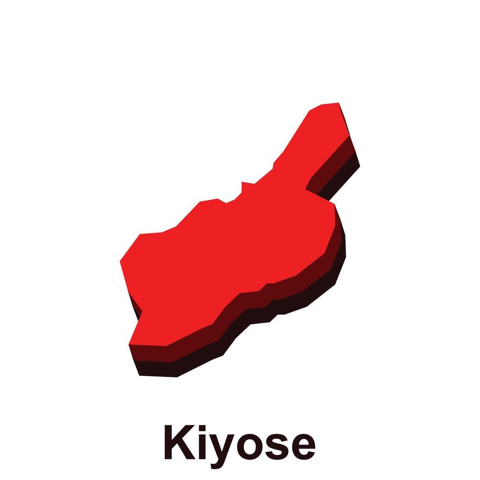 mapa ciudad de kiyose rojo color silueta sencillo diseño vector