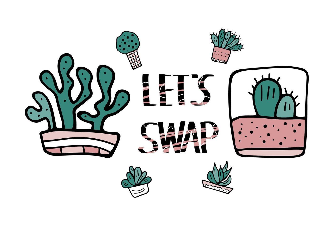 Swap meet. Plant exchange. Vector illustration.