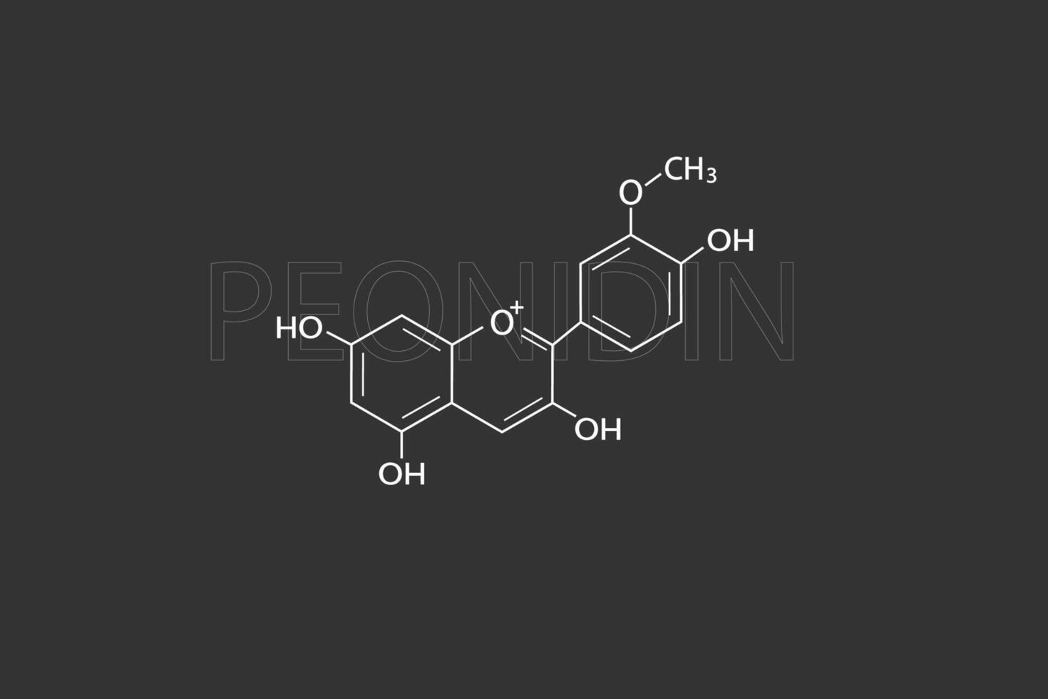 peonidina molecular esquelético químico fórmula vector