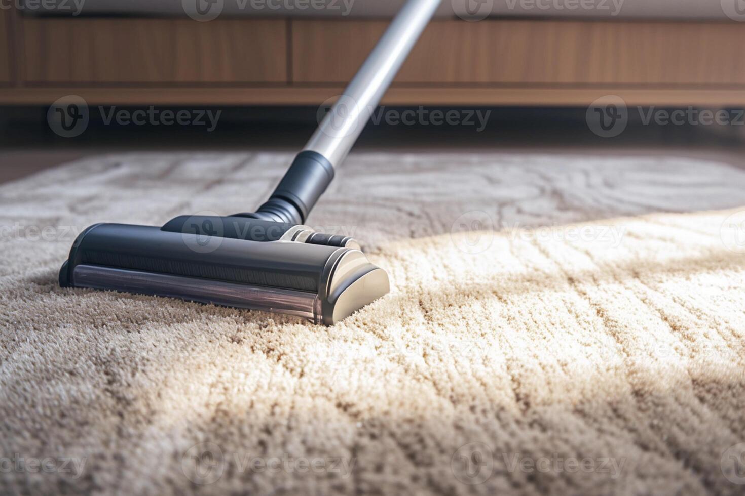 AI generated Efficient cleaning Cordless vacuum turbo brush leaves clean carpet stripe photo