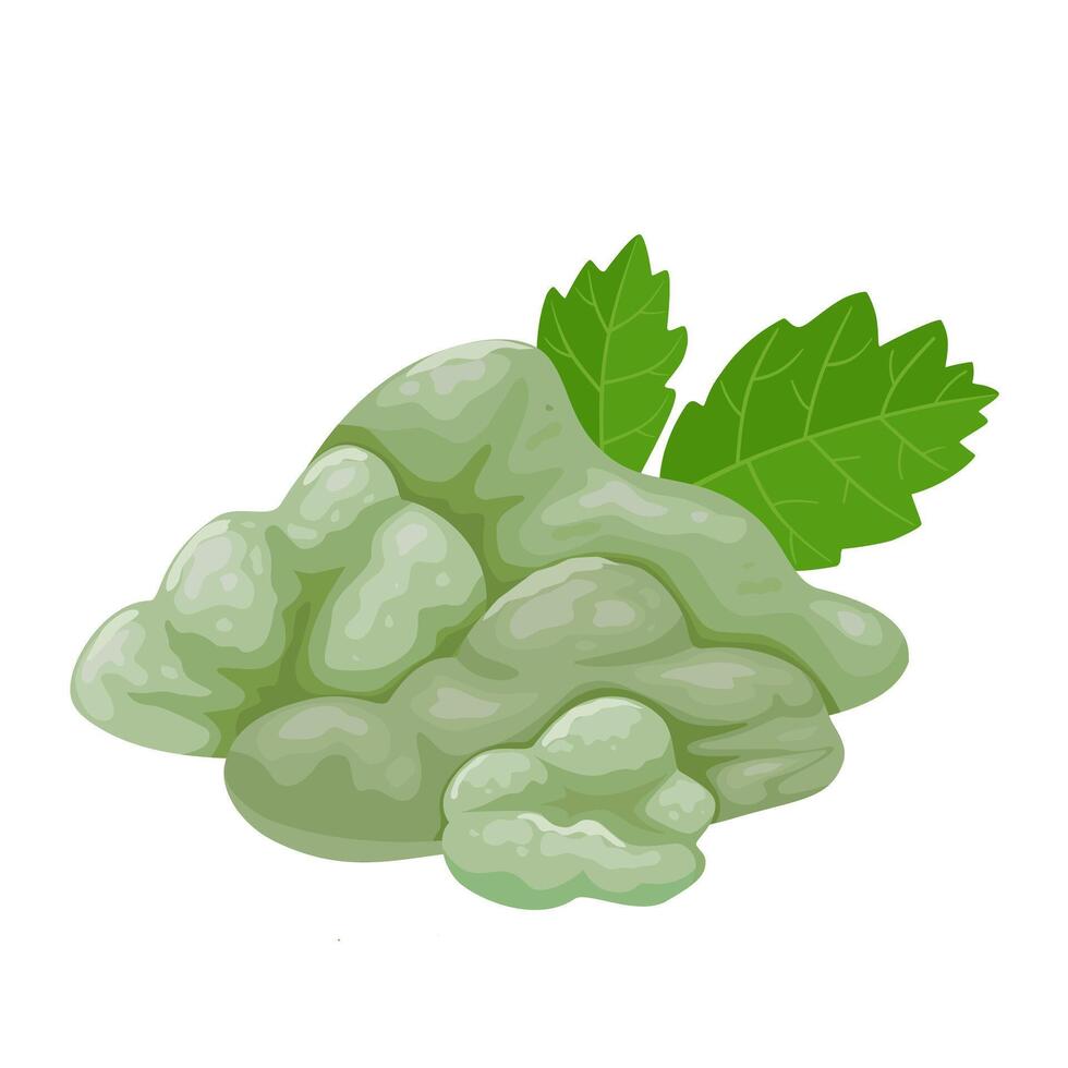Vector illustration, Royal Green Hojari Frankincense, Boswellia Sacra tree resin, isolated on white background.