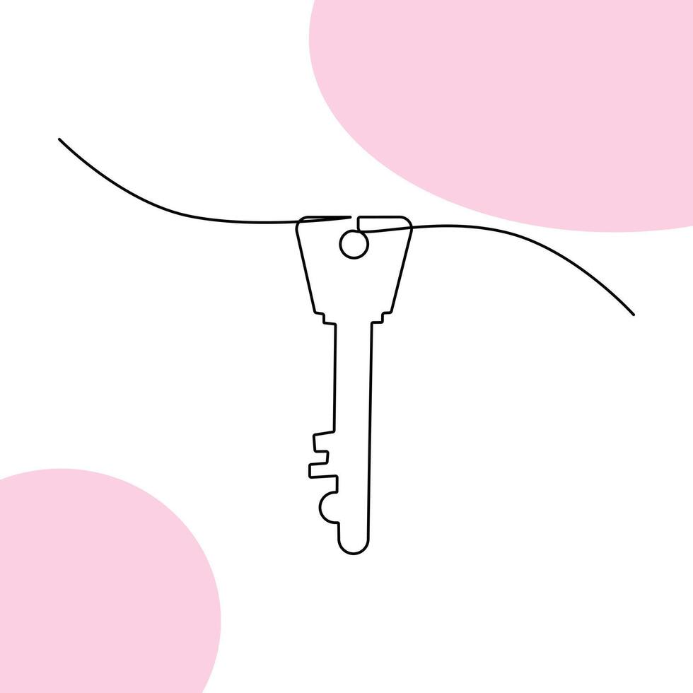 One-line key continuous vector drawing and outline single-style art illustration