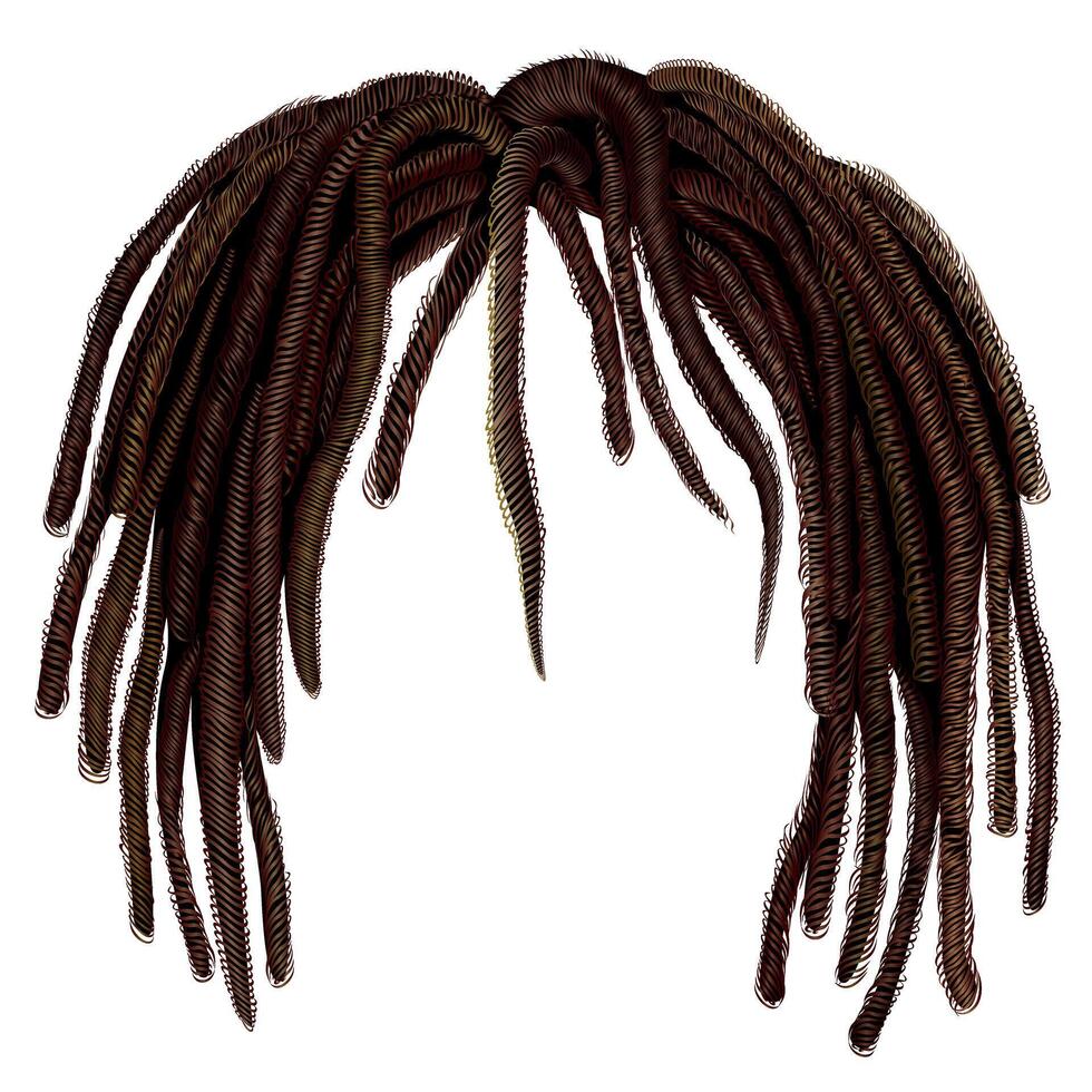 trendy african long  hair dreadlocks .  fashion beauty style .hairstyle wig vector