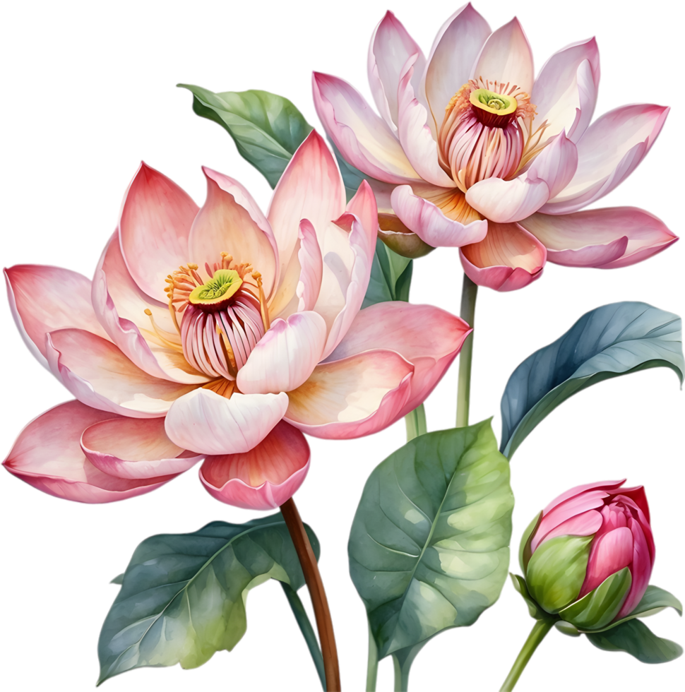 ai généré aquarelle La peinture de Brahma Kamal fleur. png