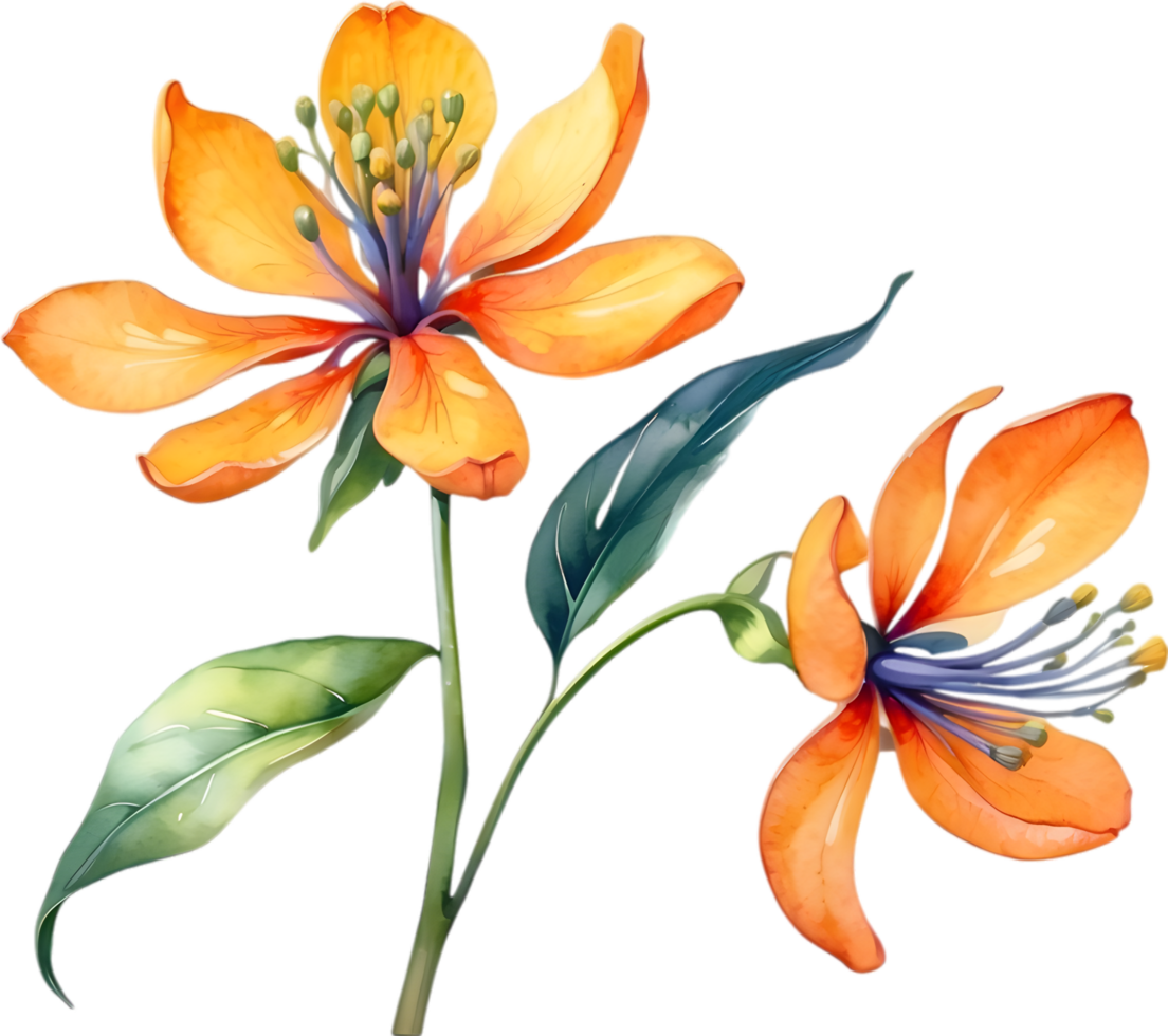 AI generated Watercolor painting of Palash flower. png