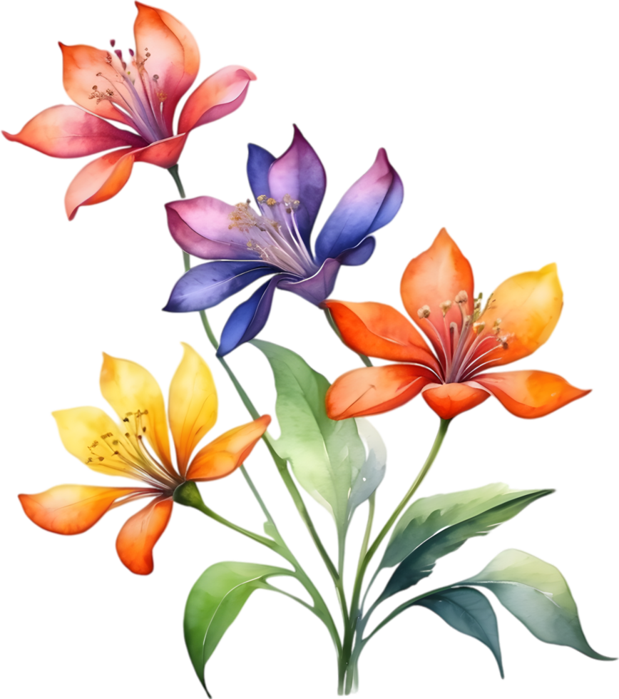 AI generated Watercolor painting of Palash flower. png