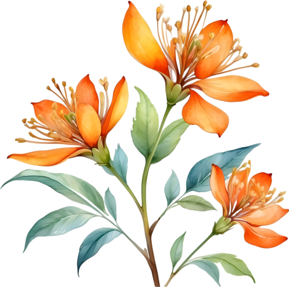 AI generated Watercolor painting of Palash flower. png