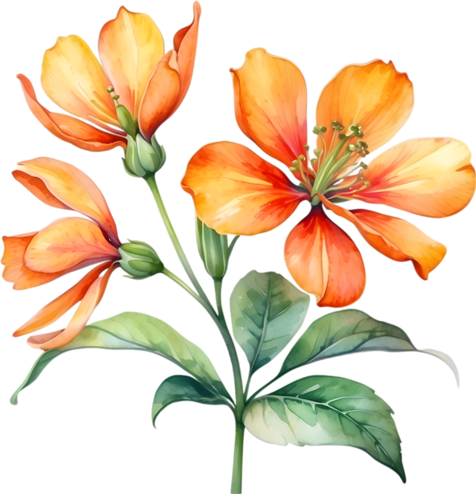 AI generated Watercolor painting of Palash flower. png