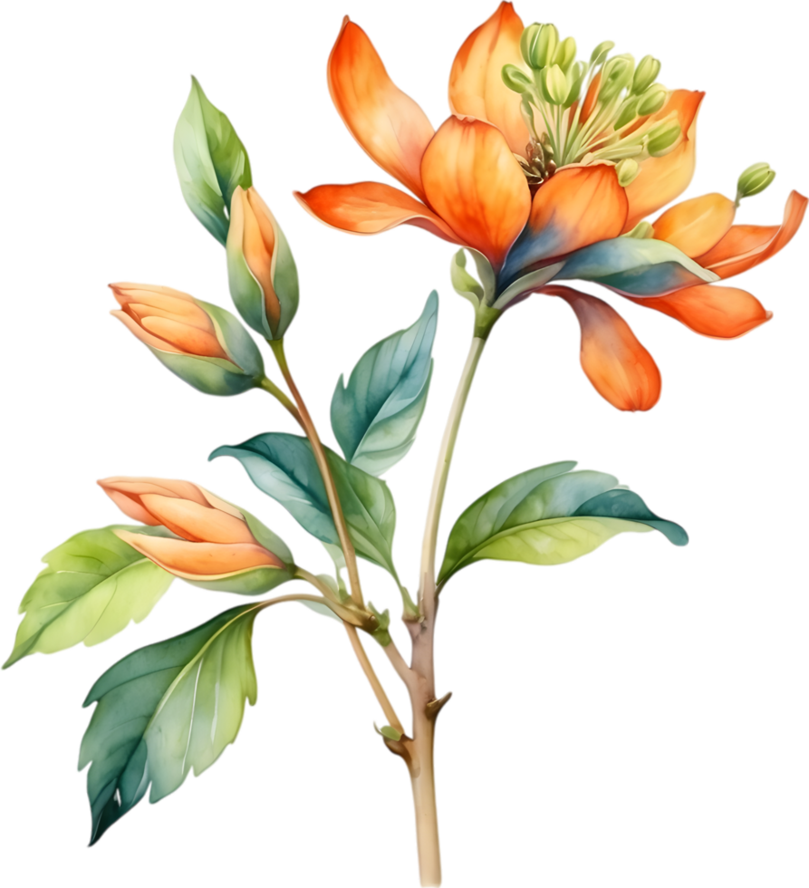 AI generated Watercolor painting of Palash flower. png