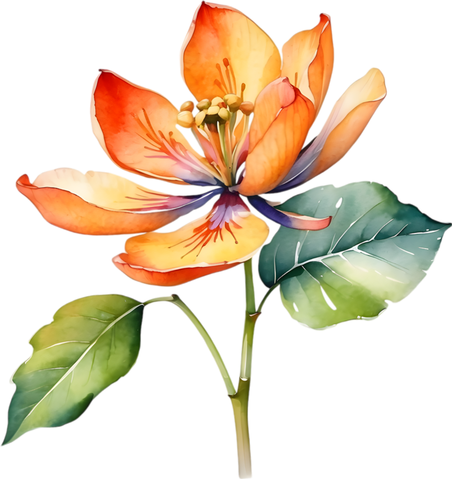 AI generated Watercolor painting of Palash flower. png