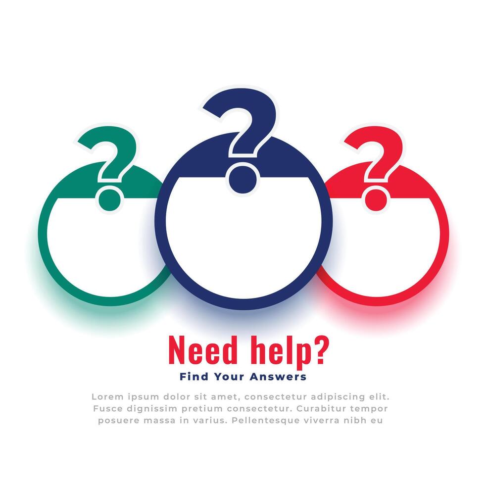help and support question mark web template vector
