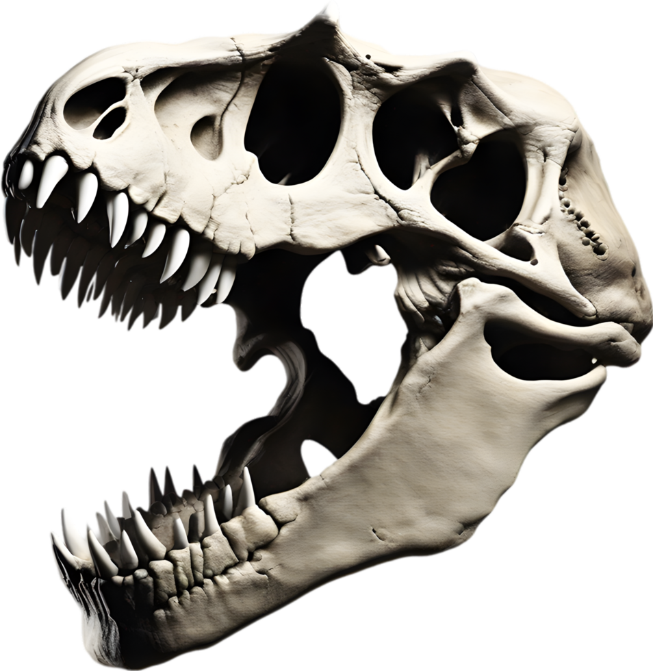 AI generated Silhouetted Dinosaur skull clipart. png