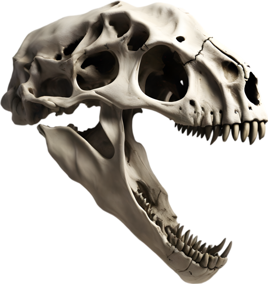 AI generated Silhouetted Dinosaur skull clipart. png