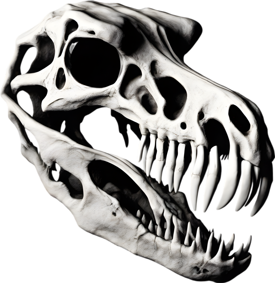 AI generated Silhouetted Dinosaur skull clipart. png