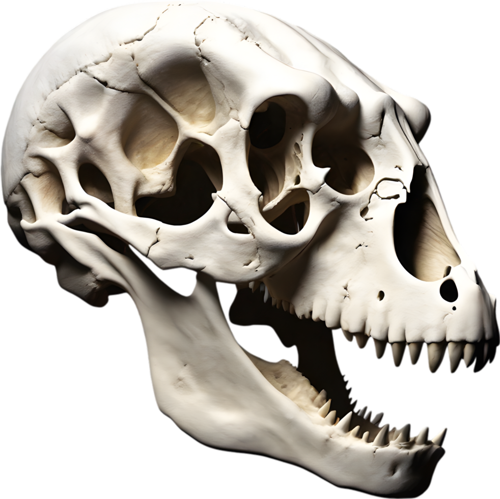 AI generated Silhouetted Dinosaur skull clipart. png