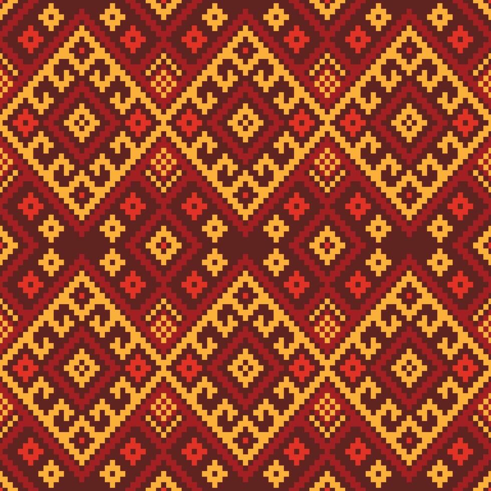 tela diseño presentando un étnico modelo de geométrico formas diseño para bordado,impresión,sari,patola,sari,dupatta,pixel,ikat,textura,ropa,envoltorio,decoración,alfombra. vector