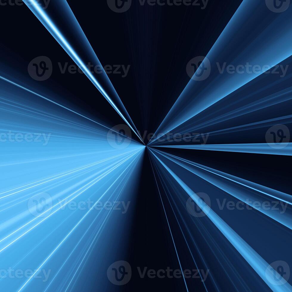 Abstract blue background with light lines concentric going into a point photo