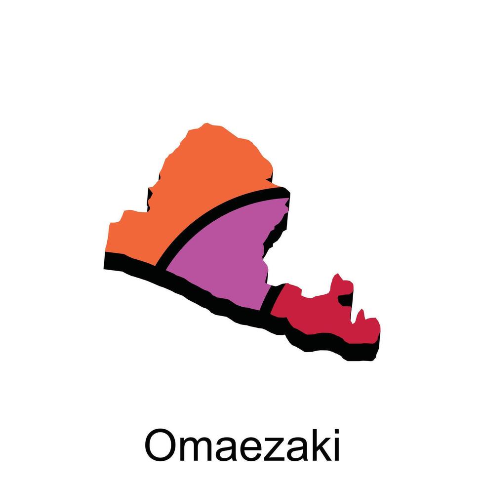 Omaezaki City map Colorful design, vector template illustration