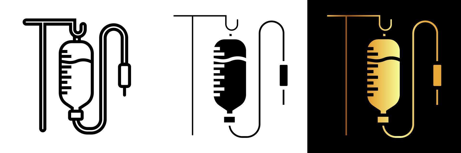 The IV Drip icon symbolizes intravenous therapy, a crucial medical procedure delivering fluids, medications, or nutrients directly into the bloodstream. vector
