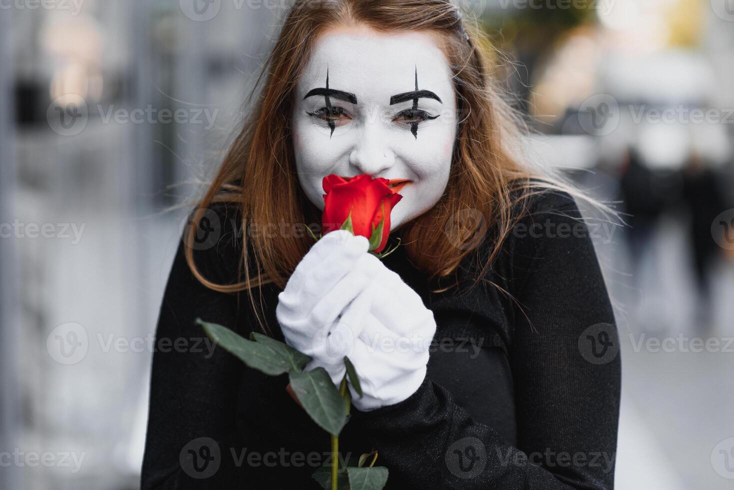 The girl with makeup of the mime. improvisation. photo