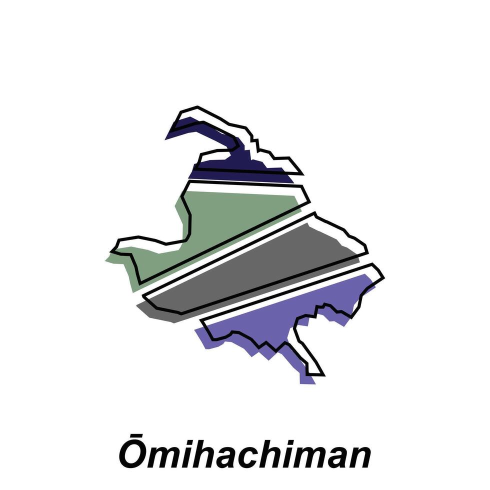 Omihachiman City map with linear design style, modern illustration template for business. vector