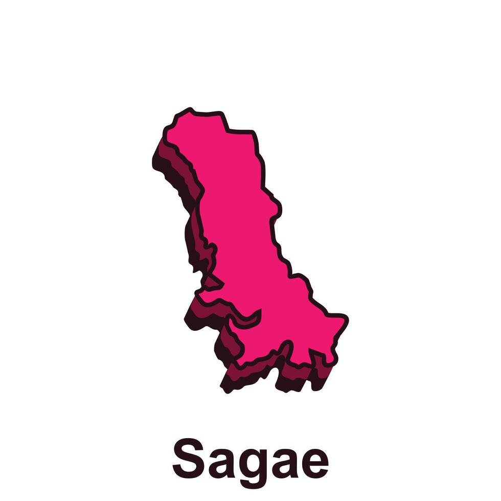 Sagae City pink color, outline design prefecture of Japan vector